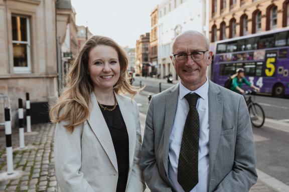 Amy Crofton pictured in Bristol with Councillor Paul Crossley, Committee Chair Amy Crofton pictured in Bristol with Councillor Paul Crossley, Committee Chair