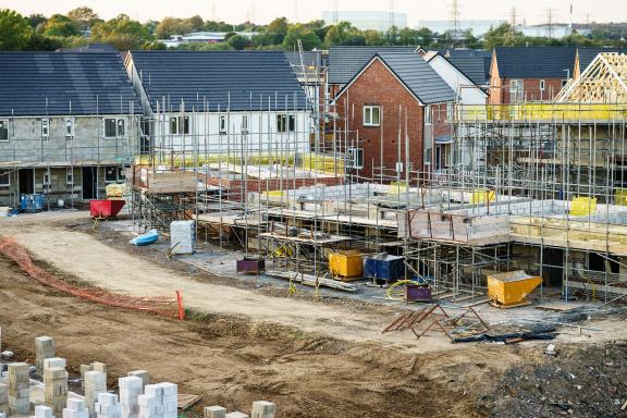 Affordable housing development building site.